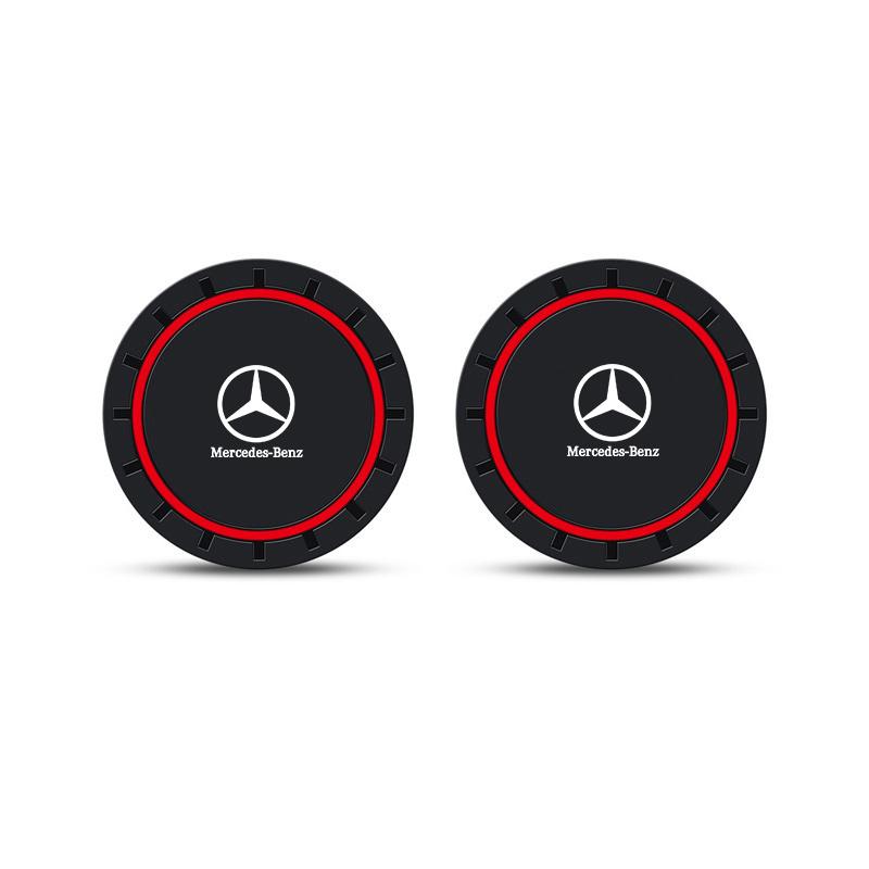 GZB4 2Pcs Silicone Car Water Cup Coaster Pad Anti-slip Cup Mat For Mercedes Benz AMG W203 W205 W206 W211 W212 W220 W201 W210 Sticker