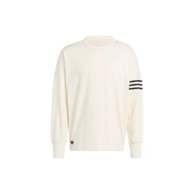 Originals Trefoil Seitenstreifen Rundhals Langarm Bedrucktes T-Shirt Herren Tops Elfenbein HS1525