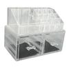 Clear Vanity Makeup Organizer Stackable Cosmetic Storage Display Case with 2pcs Drawers and Tray For Makeup Brushes