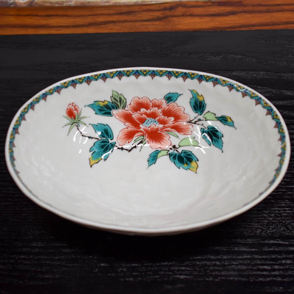 Japanese Warehouse Stylish Tableware Kutani Ware Bowl Red Peony Pottery Luxury Japanese Tableware Moribachi Bowl Made In Japan