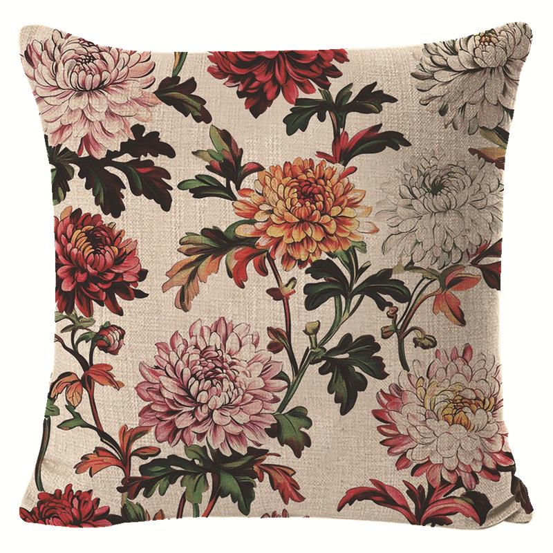 

Весенняя льняная наволочка с принтом, скандинавская гостиная, дом, диван, растение, цветок, подушка 45 * 45 separate pillow cover