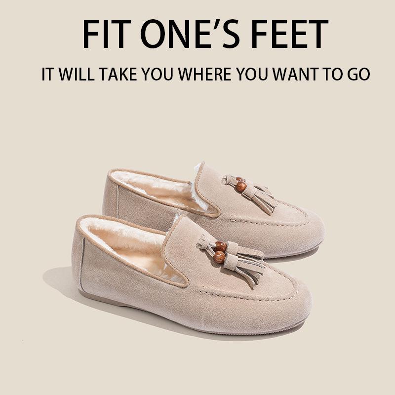 Women's Retro British Tassel Loafers - Genuine Leather Slip-on Flats for Fall & Winter