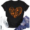 Halloween Shirts Women Hocus Pocus Shirt Funny Pumpkin Heart Graphic Tees Boo Short Sleeve Fall Tops