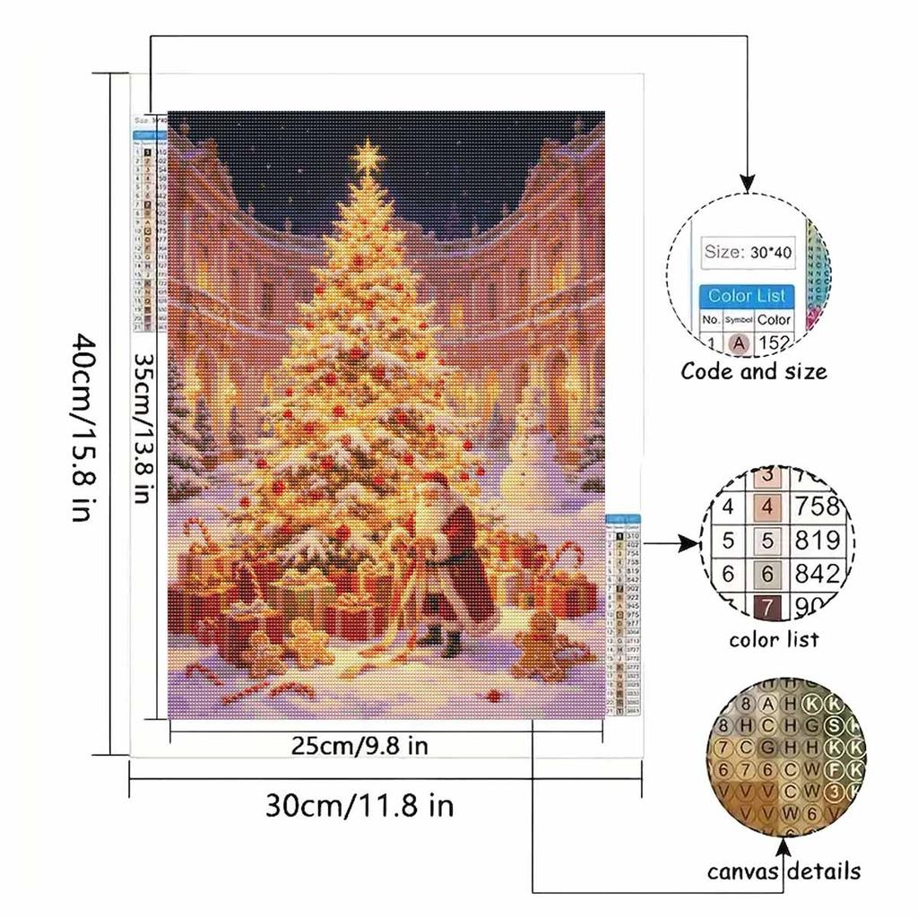 Christmas Diamond Painting Kit Santa Claus Lighted Tree Gifts Handmade Home Entertainment Decorative Painting