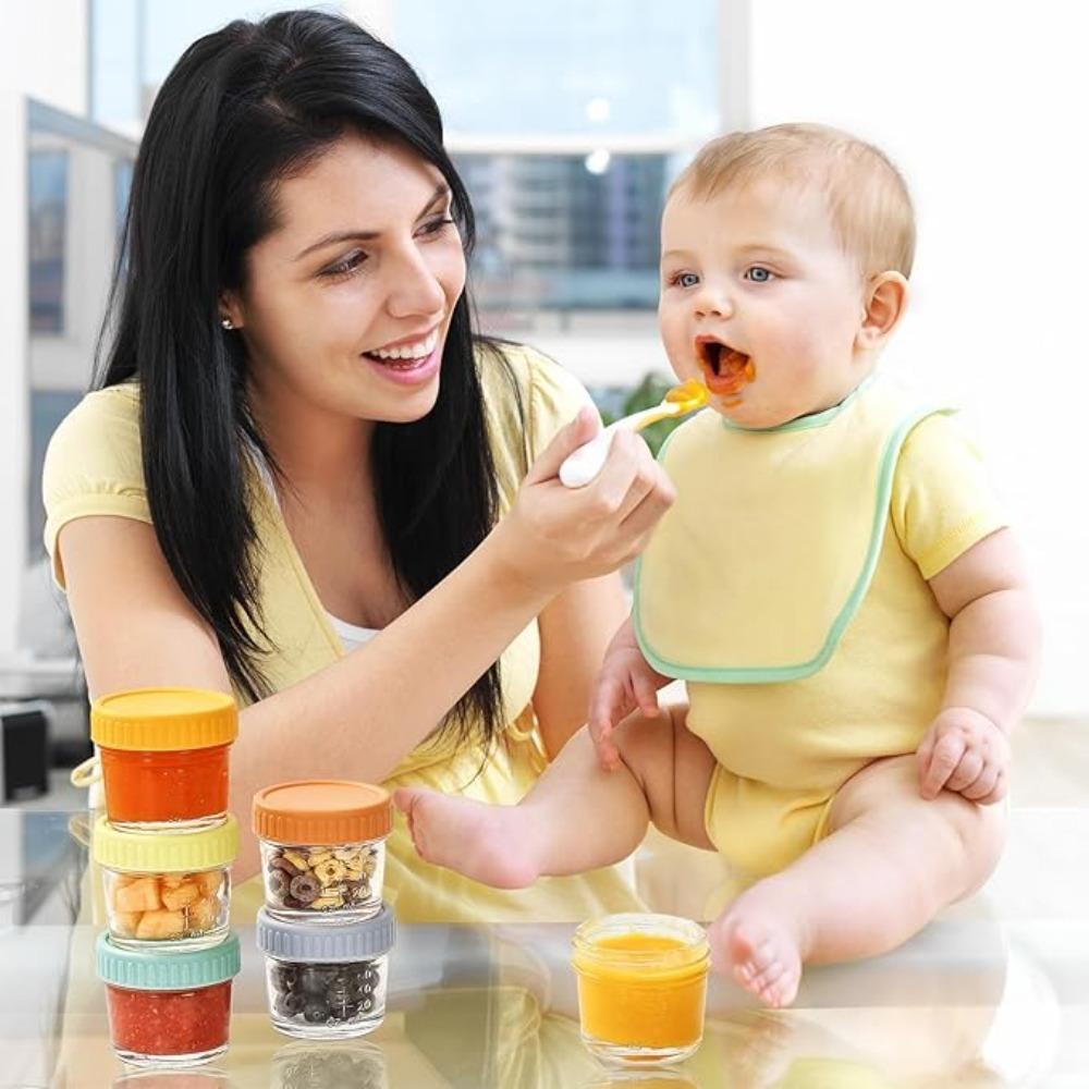 6pcs Multipurpose Glass Baby Food Jar Reusable with Scale Dipping Sauce Cup Leakproof Sealed Salad Dressing Container Spice