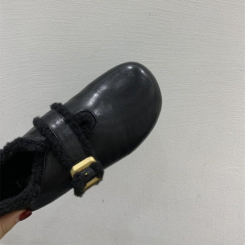 thick-soled soft-soled piled Birkenstocks, fluffy shoes, warm cotton shoes, snow shoes, single shoes