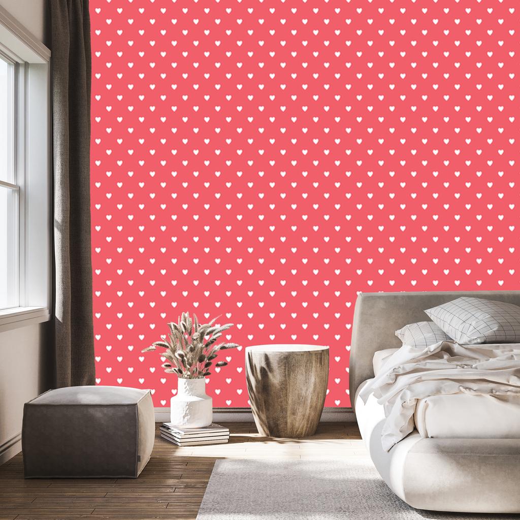 Hearts Coral Wallpaper 50x1000