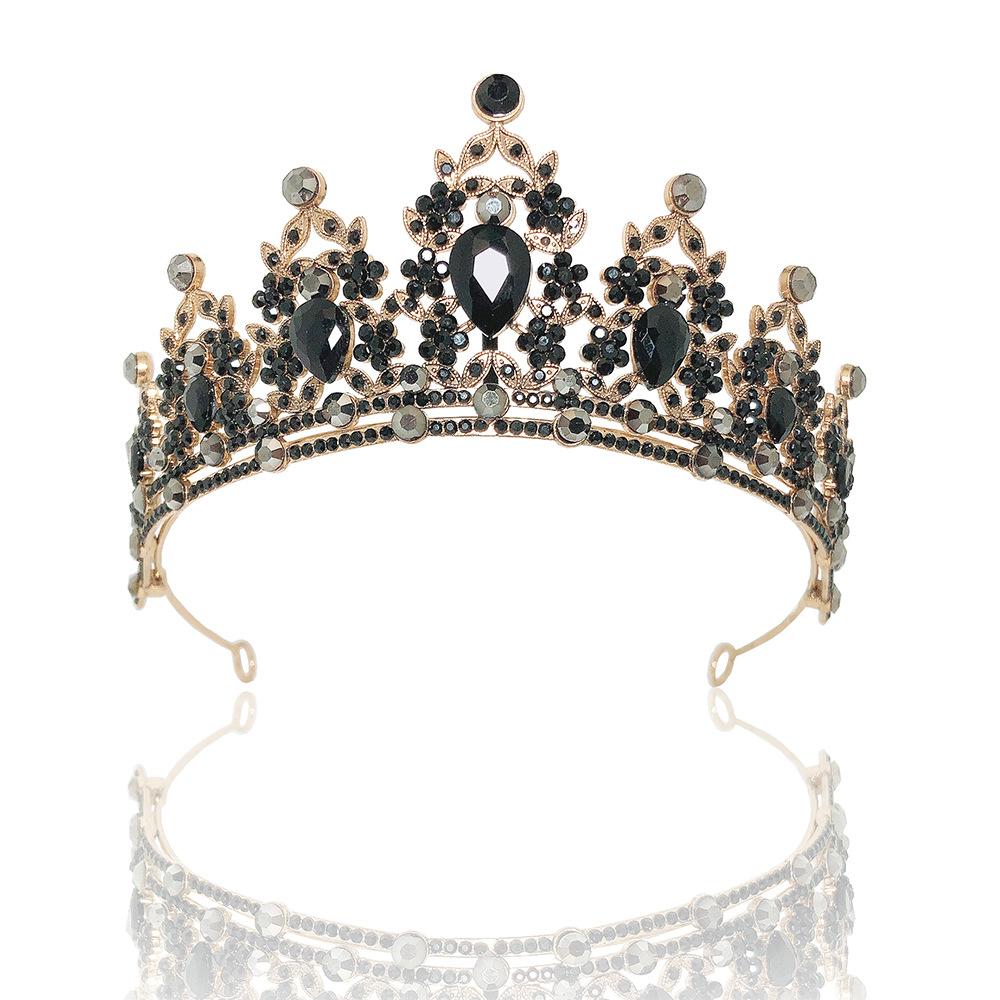 Baroque Retro Black Luxury Crown Bridal Tiara Wedding Dress Wedding Birthday Queen Crown