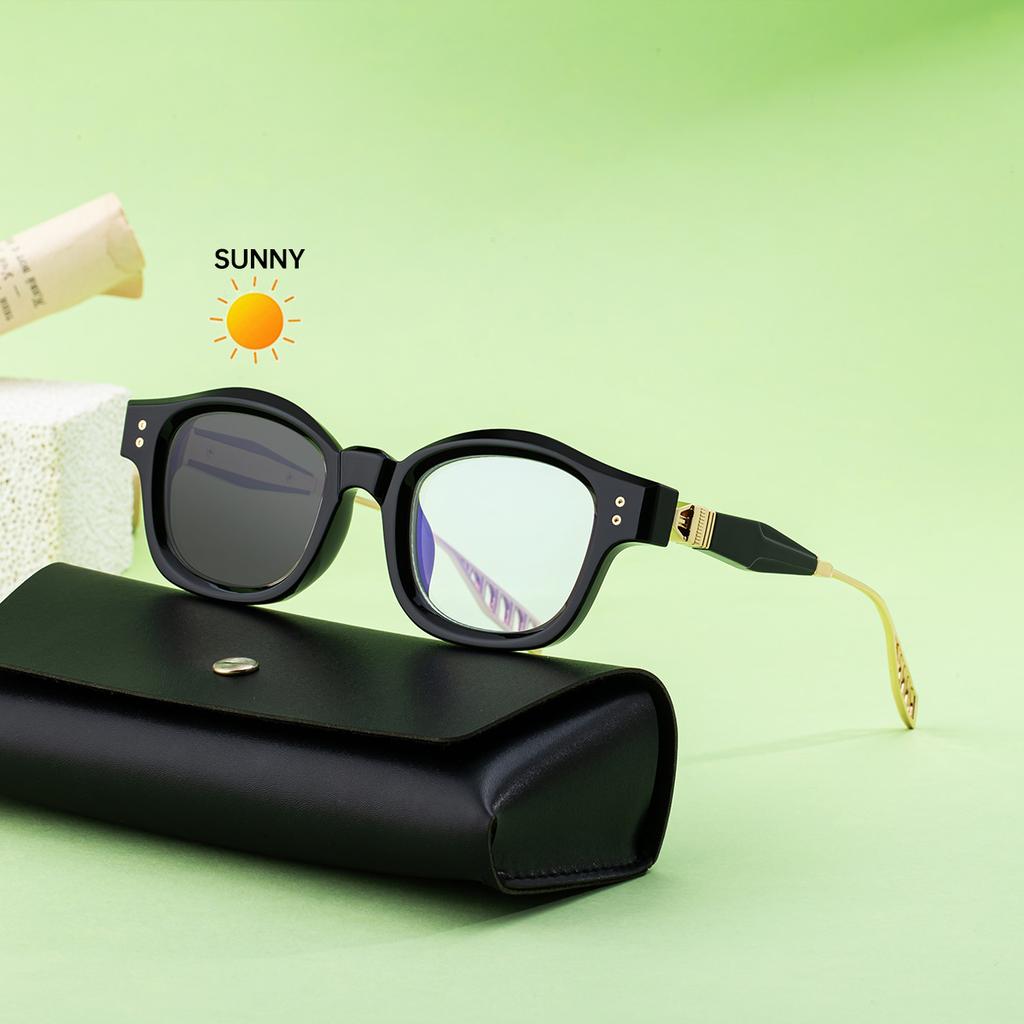 New European and American fashion box color-changing sunglasses men's personality trend outdoor driving sunglasses men