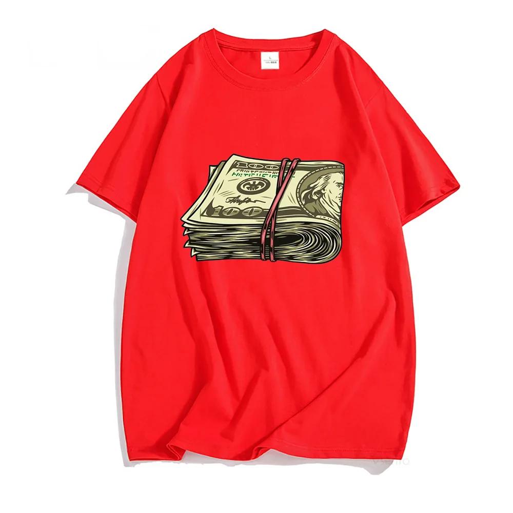Tshirts Short Sleeve Summer Shirt Graphic Print Money Hundred Dollar Teeshirt Casual Comfortable