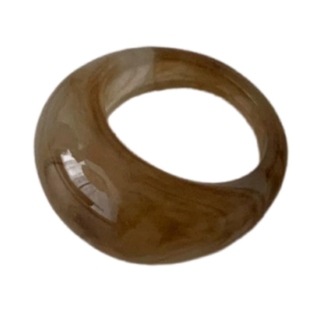 Smooth Glossy Resin Wide Band Ring With Arc Design Comfortable Finger Accessory For Daily Wear And Special Occasions