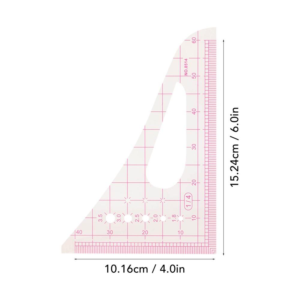 5pcs Transparent Triangular Curve Rulers Plastic Sewing Ruler Set For Tailors