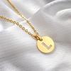 Round 14K Gold Plated Cubic Zirconia Initial Necklace A-Z Letter Dainty Pendant Necklaces for Women