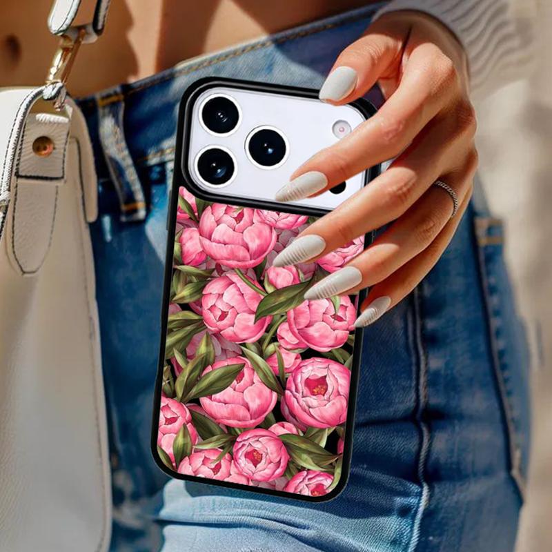 

Чехол для телефона «Пион Нежный Цветок» для iPhone 17 Air 14 15 13 12 Max Чехол для Apple 16e 11 Pro Max Plus Coque iPhone 15pro