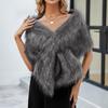 Women's Winter Fashion Faux Fr Scarf Shawl Coat