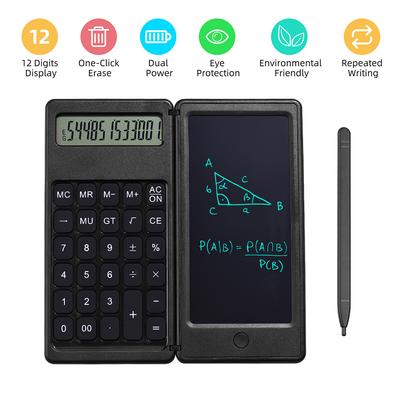 Skládací kalkulačka s 12místným displejem s 6'' LCD psacím tabletem Dotykové pero s digitální podložkou na kreslení a funkcí zámku tlačítka smazání.