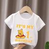 Winnie The Pooh Birthday Themed Printed Children's T-shirt Summer Pure Cotton Breathable Parent-child Outfit Short Sleeved