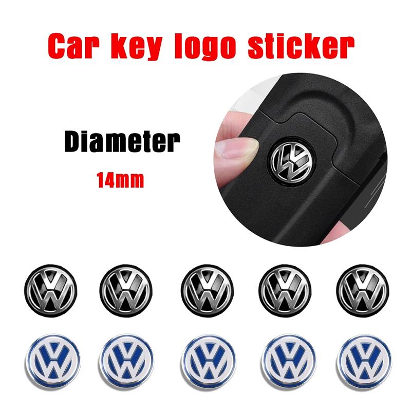 VOLKSWAGEN VW 5/10 db-os Autó Távirányító Kulcs Logó Fém Embléma Matricák VW GTI Polo Golf Passat Tiguan Arteon Touareg modellekhez