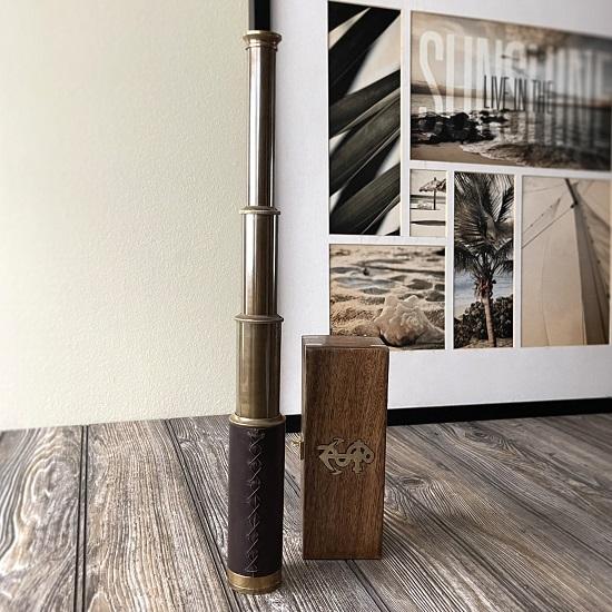 Viktorianisches Maritimes Seeleute-Teleskop mit Kasten