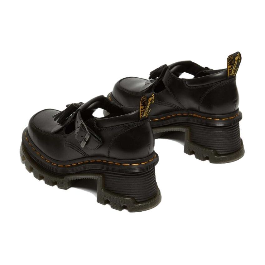 Dr. Martens Leather Fashion Chunky Heel Metal Buckle Casual Shoes Women Shoes Black 31494001