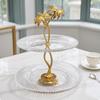 2-Tier Dessert Stand with Glass Plates Decorative Cupcake Round Tray