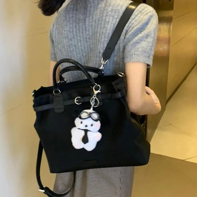 

Fashi Lage Capacity Women Tote Bag Commuting Simple Solid Female Messenger Bag High Quality Nyl Backpack Shoulder Bag 30X10X27CM чёрный