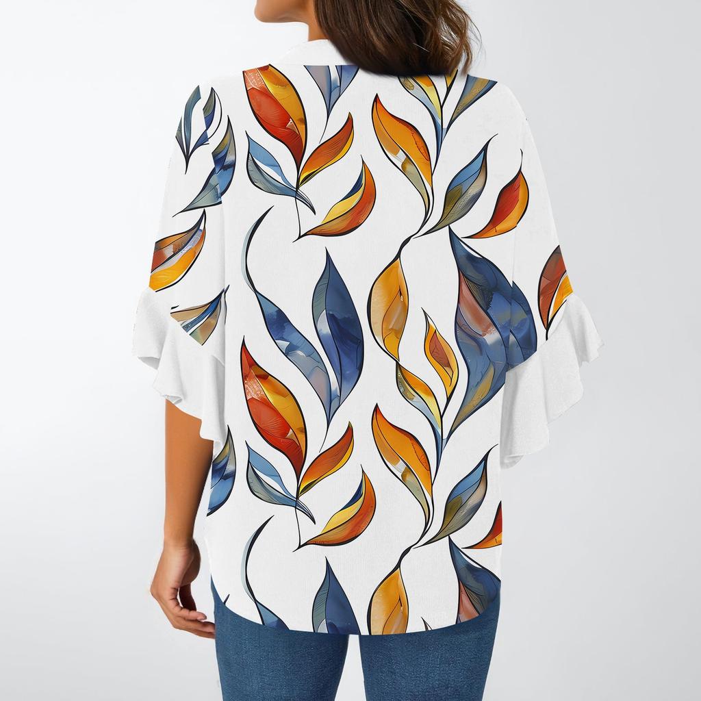 Summer Tops For Women Cute V Neck 3/4 Sleeve Blouses Floral Print Top Casual Shirts