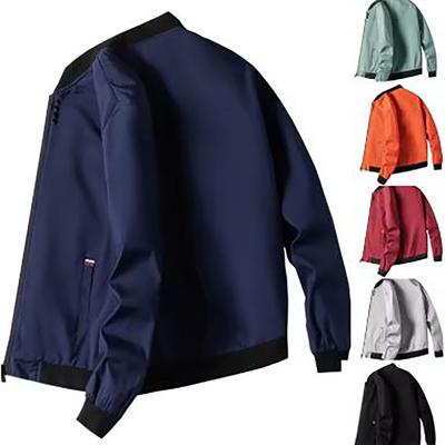 Men's Spring and Autumn Plus Size Casual Thin Baseball Clothing Solid Colour Zip Section Jacket