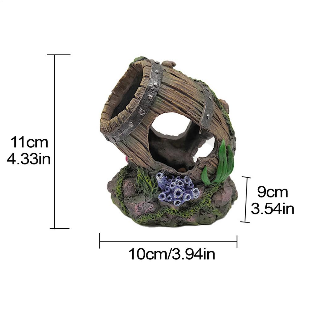 Fish Tank House Shrimp Cave Aquarium Hide Resin Fish Tank Cave Aquarium Cave Wine Barrel Shrimp Hide Fish Hide Landscape Fish красный