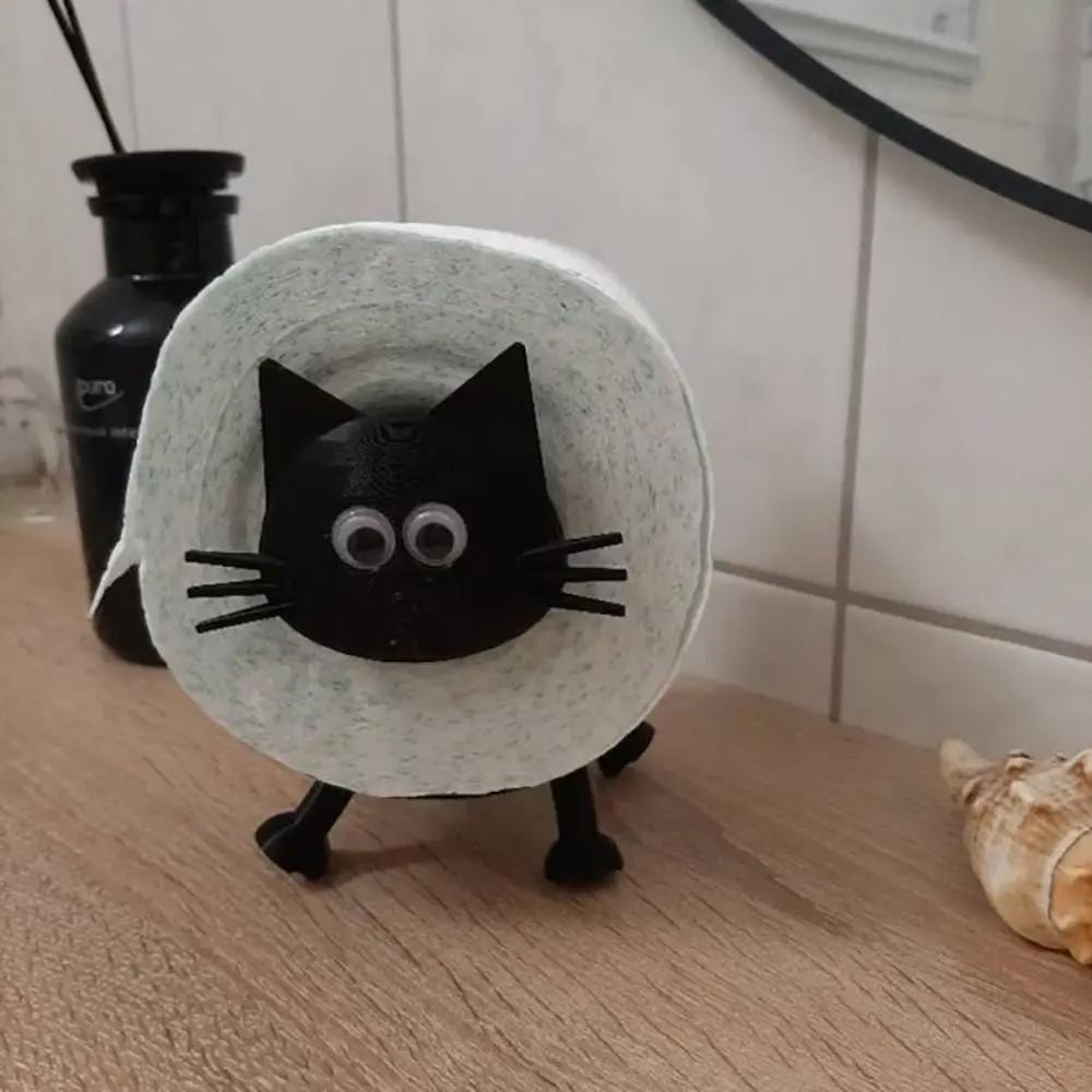 Kreatywny stojak na papier toaletowy w kształcie kota, drukowany 3D, zwierzęcy, wolnostojący, na rolkę, uchwyty na papier toaletowy