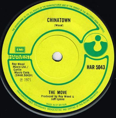 7inch Record MOVE - Chinatown HAR5043 Harvest 1971 UK Soul/Funk Used