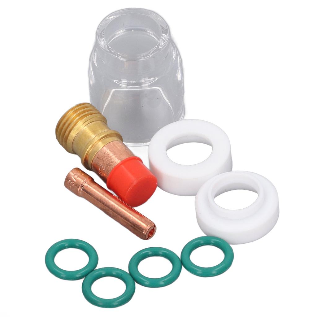 9-teiliges Set WIG Schweißbrenner Zubehör Spannhülse Gaslinse Glaskolben Dichtung O-Ring Schweißbrenner