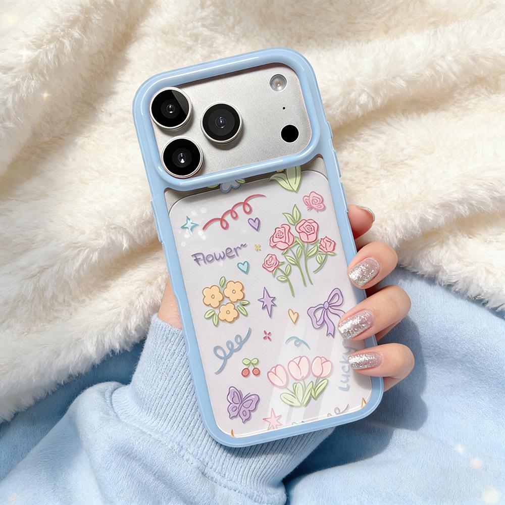 Graffiti Butterfly & Flower iPhone 17 Pro Max Full Coverage Transparent Spring Case iPhone 14