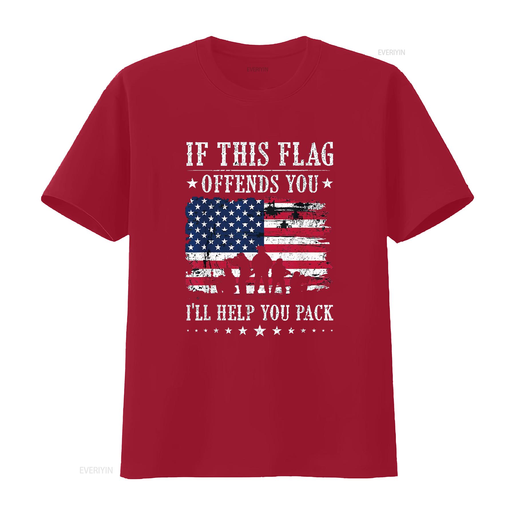 If This Flag Offends You I ll Help Pack T Shirt vintage Washed Slightly Unisex homme fashion streetwear Top For Everyday Wear S