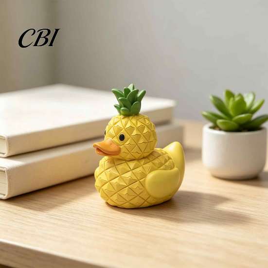 Unique Gifts for Friends Adorable Fruit Duck Figurine, Resin Apple Strawberry Peach Banana Sculpture, Mini Children Room Ornaments Desk Decor