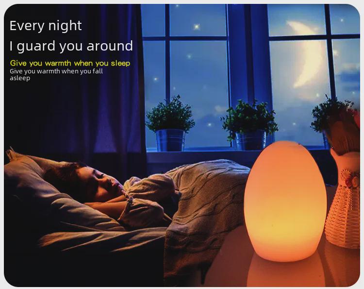 Rechargeable Remote-Control LED Table Lamp - Egg-Shaped, Colorful Night Light for Restaurant and Bedroom Decor