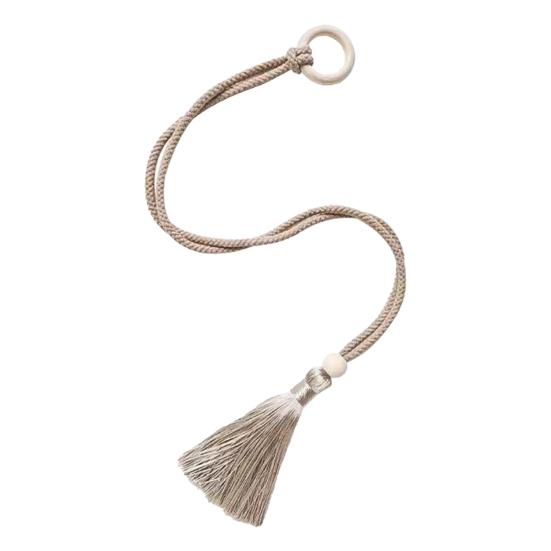 Bohemian Curtain Tiebacks Handwoven Rope with Tassels & Wood Beads Decorative Window Holdbacks for Living Room Bedroom Home Decor
