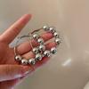 Exaggerated Metal CCB Round Ball Beads Hoop Earrings for Women Fashion Silver Color Large Circle Geometric Earrings Jewelry Gift