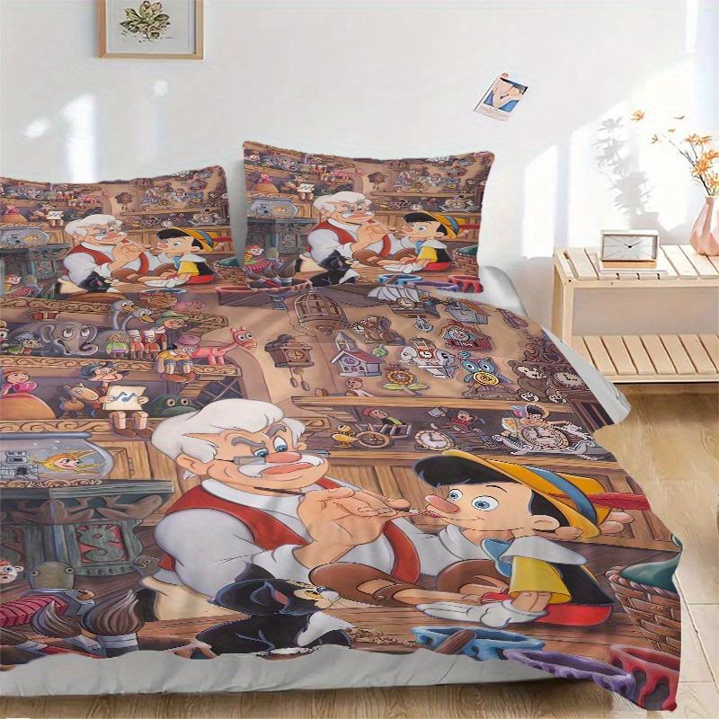 

3 шт. Набор стеганых одеял с принтом Пиноккио, мягкое и удобное пододеяльник для спальни, гостевой комнаты S080 135x200cm