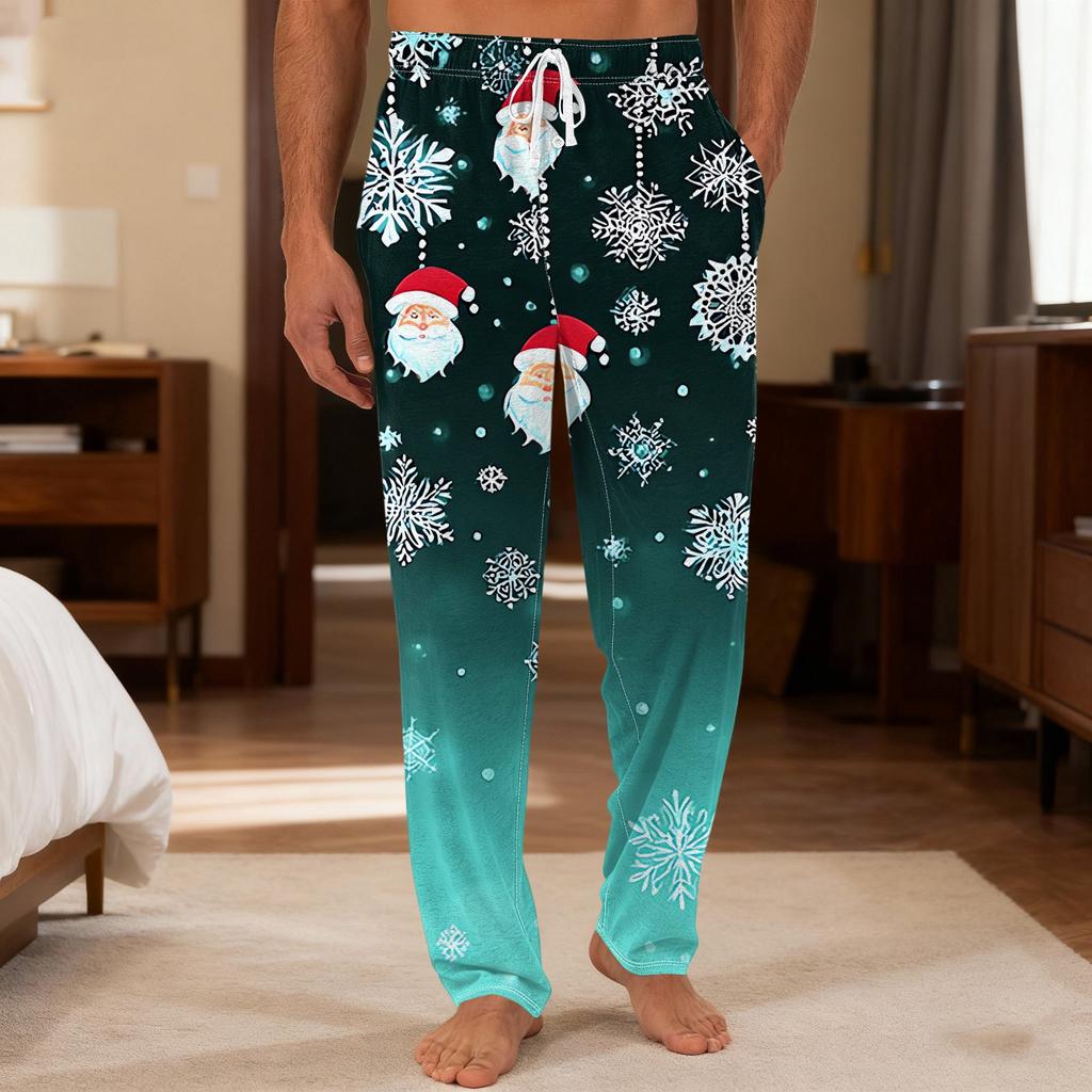 Men's Plain Knit Solid Pocket Casual Pants Home Pajama Pants