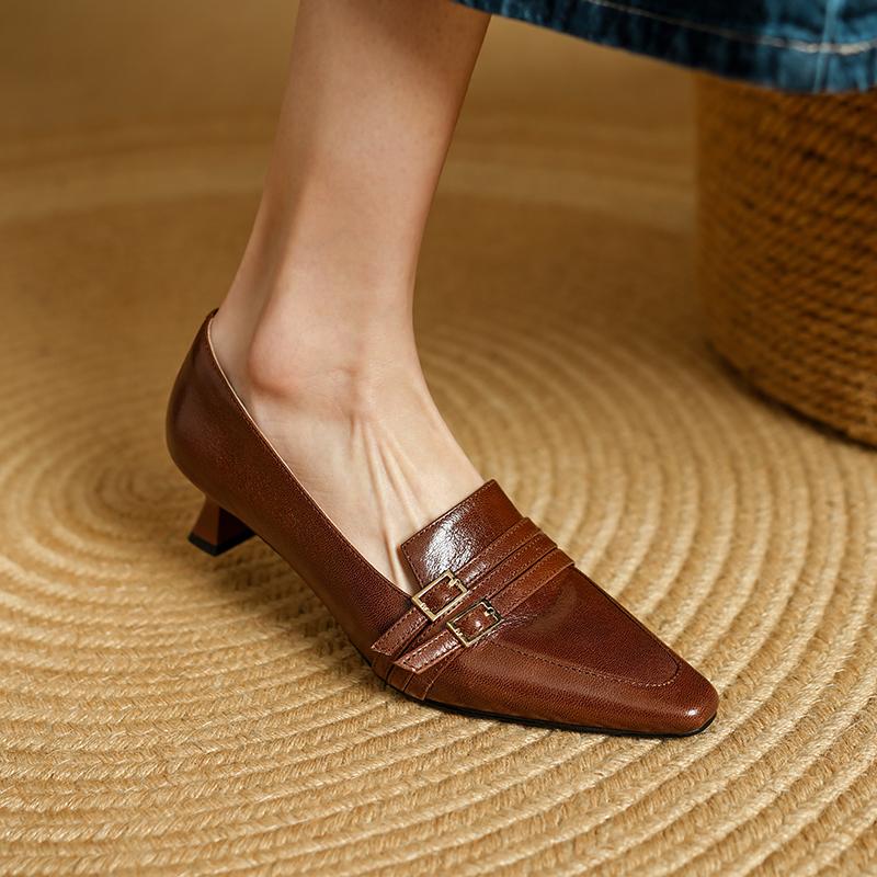 Fashion 2025 Spring New Fashion Women Oxford Shoes High Heel Elegant Comfortable Summer Square Toe Casual Pumps Shoes Woman Size 34-40