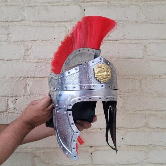 Romersk Soldat Centurionhjälm Graverad Stålreplika för Cosplay Heminredning