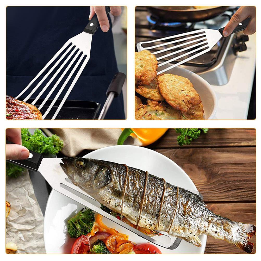 Fried Fish Spatula Portable Cooking Kitchen Supply 2cr13 Metal Steak Frying