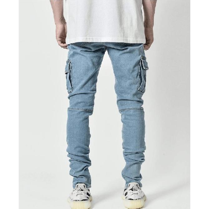 European And American Cross Border New Jeans Men'S Side Pocket Small Foot Tight Jeans