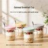 Portable Transparent Glass Overnight Oats & Fruit Yogurt Cup with Spoon