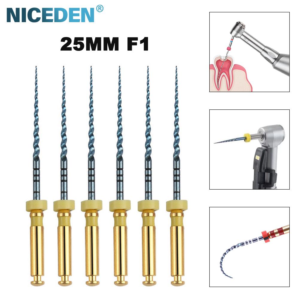 Niceden 6 szt. Silnik pilników endodontycznych NiTi do kanałów korzeniowych, stożkowe narzędzia stomatologiczne, elastyczne