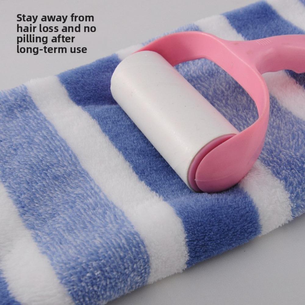 Bath Towel Wrapped In Thick and Enlarged Absorbent Face Wash, Home Wide Striped Coral Fleece Towel Set