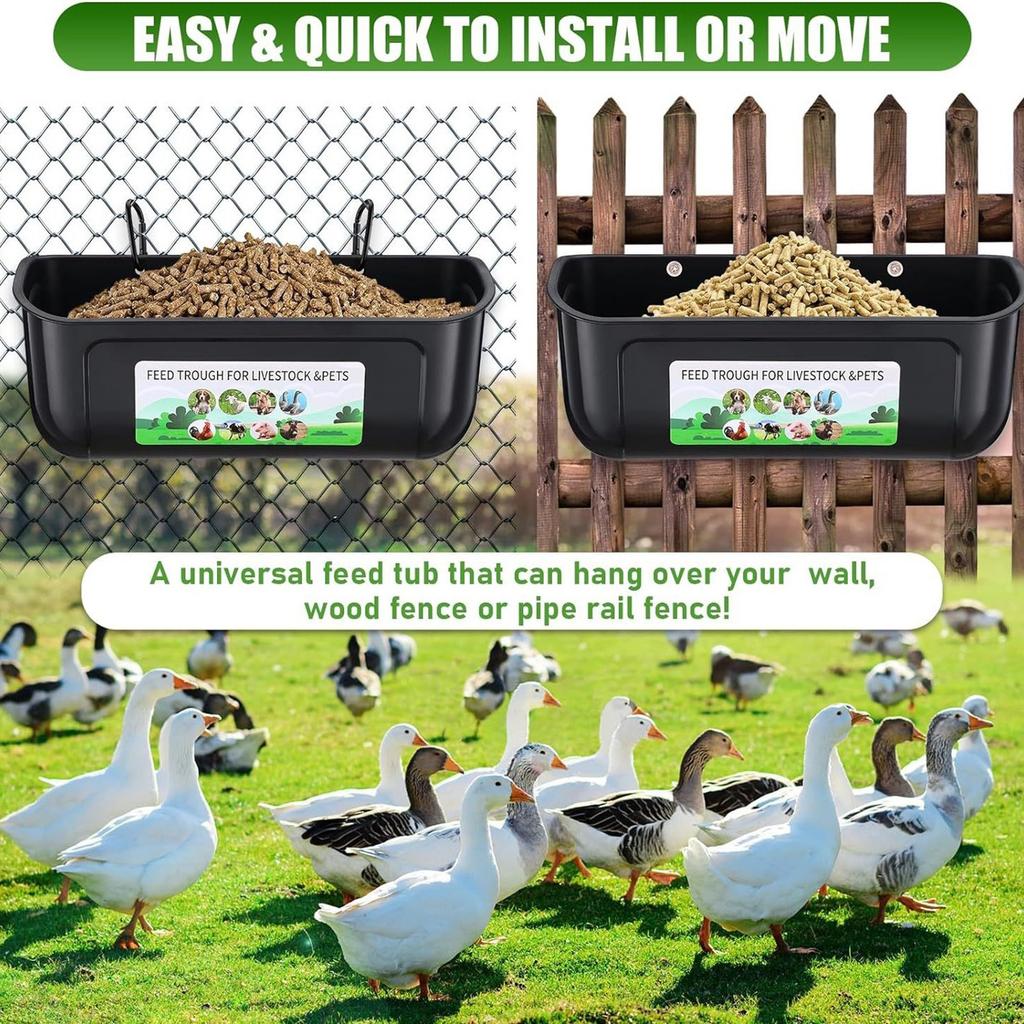 The Automatically Feeds Chickens, Ducks, Geese And Goats Large Capacity Hanging Fence Feed Trough Feeding Trough
