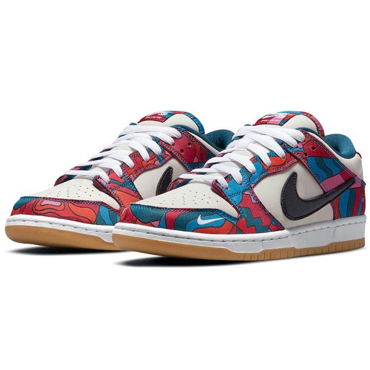 Nike Parra X Dunk Low Pro SB Abstract Art Unisex Sneakers Multi-Color Fire-Pink Gym-Red DH7695-600