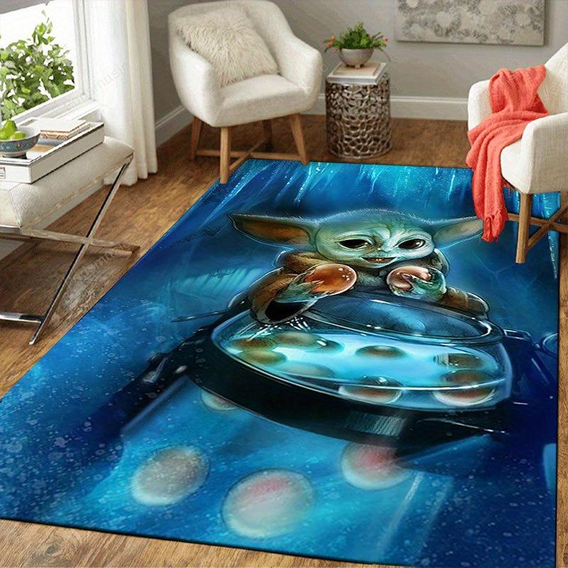 1pc Disney Star wars Yoda Pattern Carpet Area Rug Non slip Carpet Hand Washable Floor Mat Suitable For Living Room Bedroom Home Decor